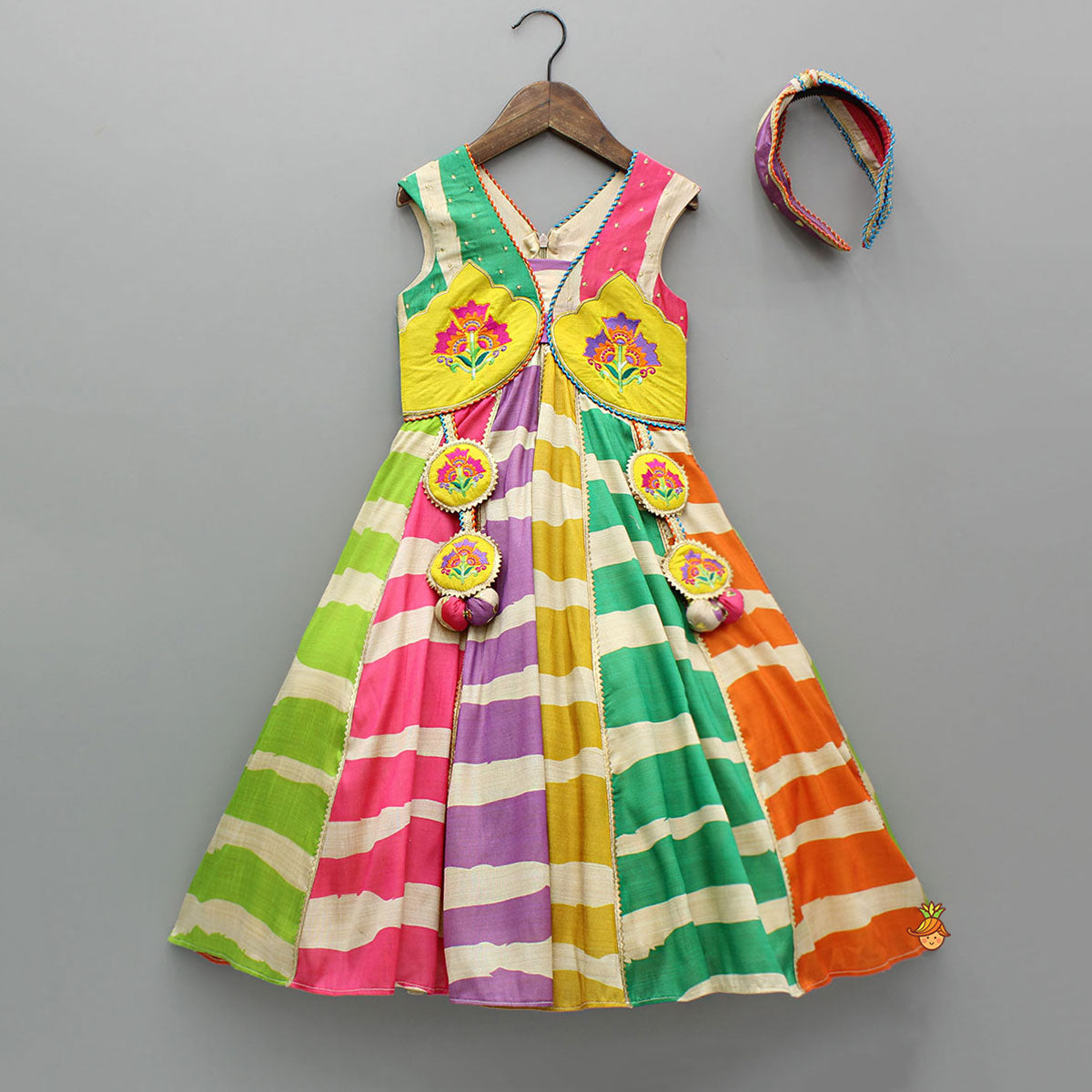 Pre Order: Multicolour Flared Kurti And Matching Hairband