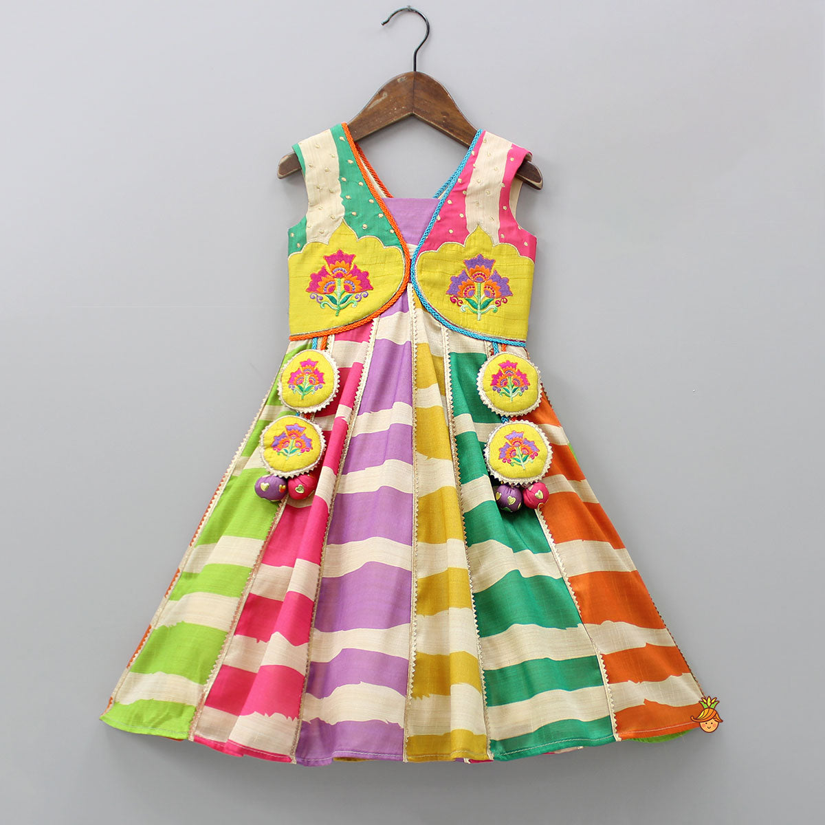 Pre Order: Multicolour Flared Kurti And Matching Hairband