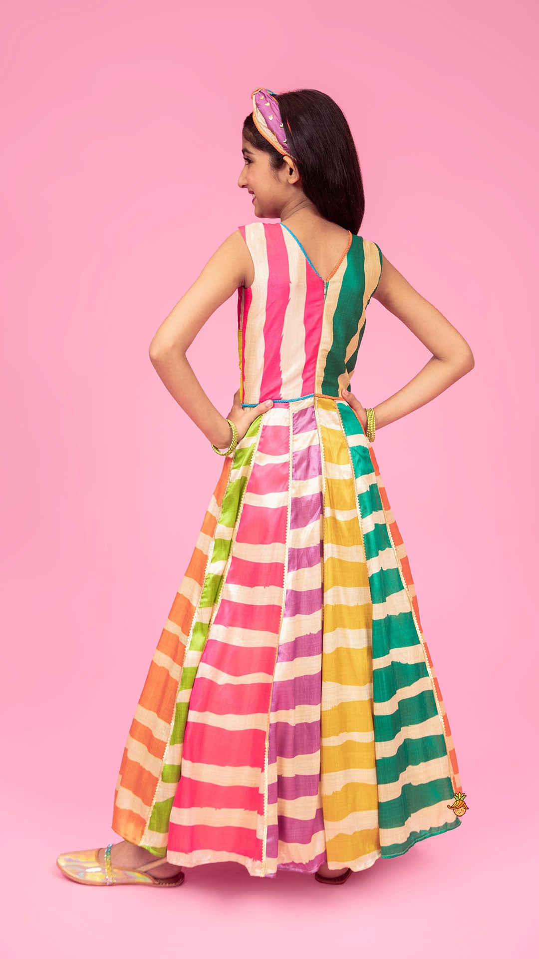 Pre Order: Multicolour Flared Kurti And Matching Hairband