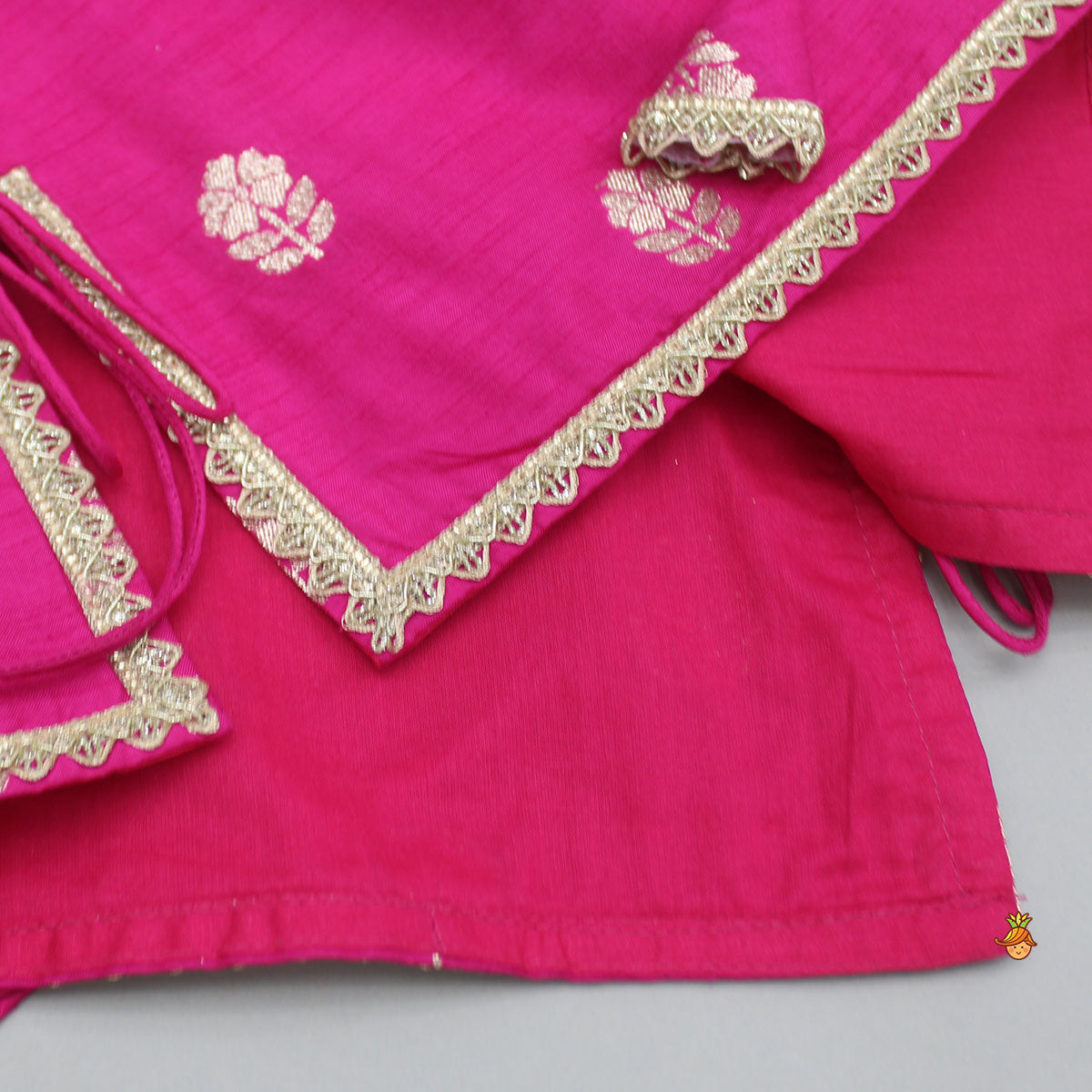 Pre Order: Embroidered Pink Kurti With Sharara And Dupatta