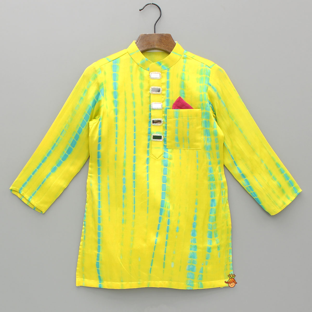 Pre Order: Yellow Printed Embellished Kurta With Pyjama