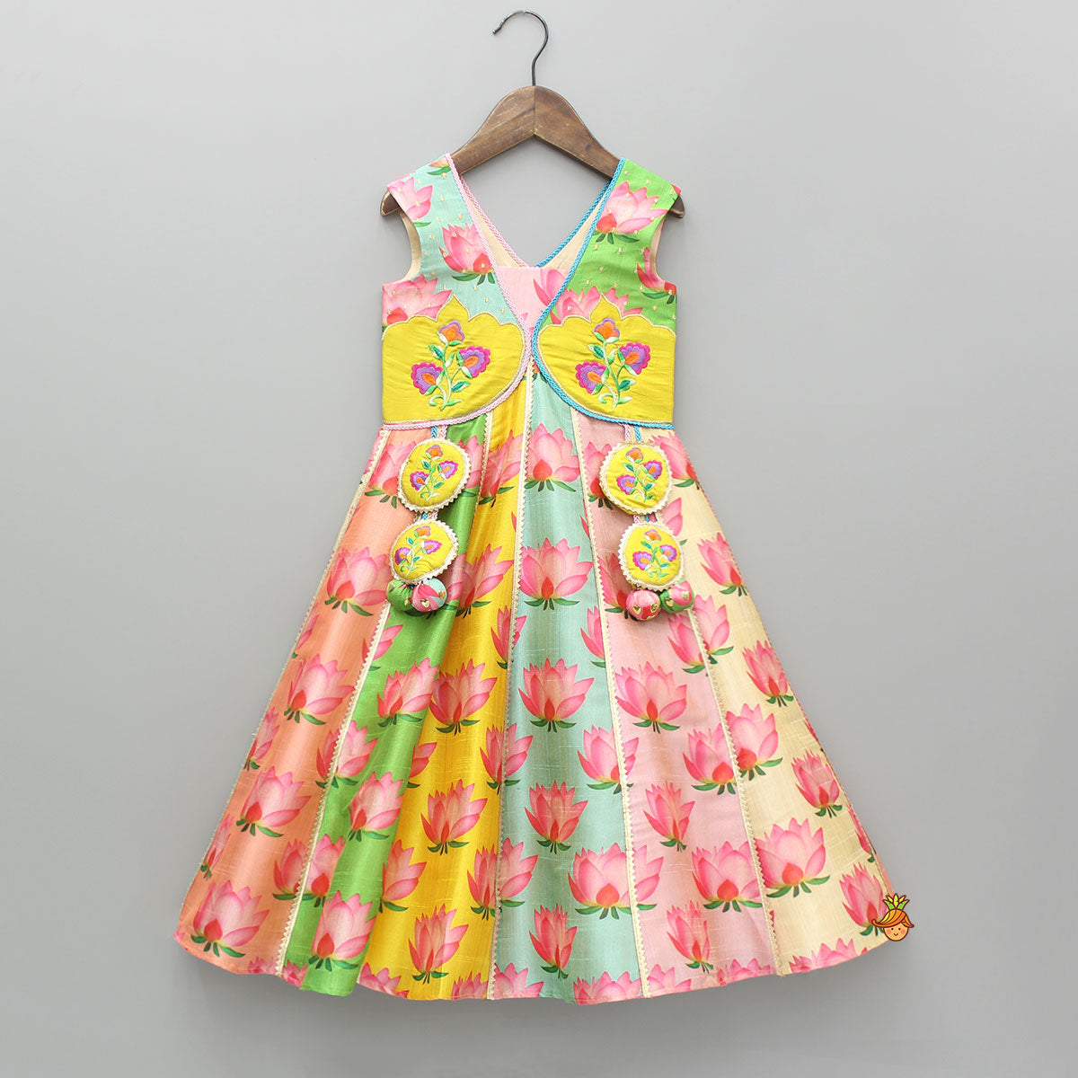 Pre Order: Floral Multicoloured Flared Kurti With Matching Hairband