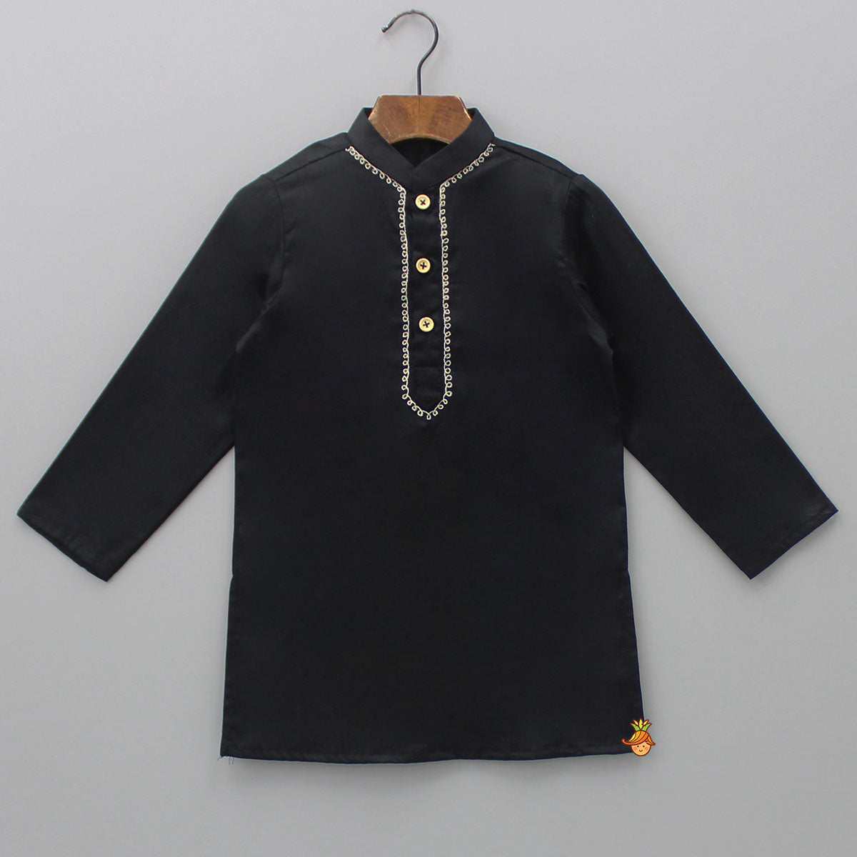 Black Embroidered Kurta With Jacket And Pyjama