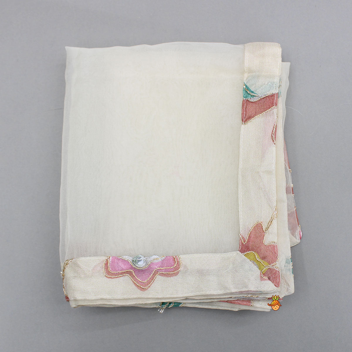 Pre Order: Multicolour Floral Printed And Embroidered Ivory Top With Matching Lehenga And Dupatta