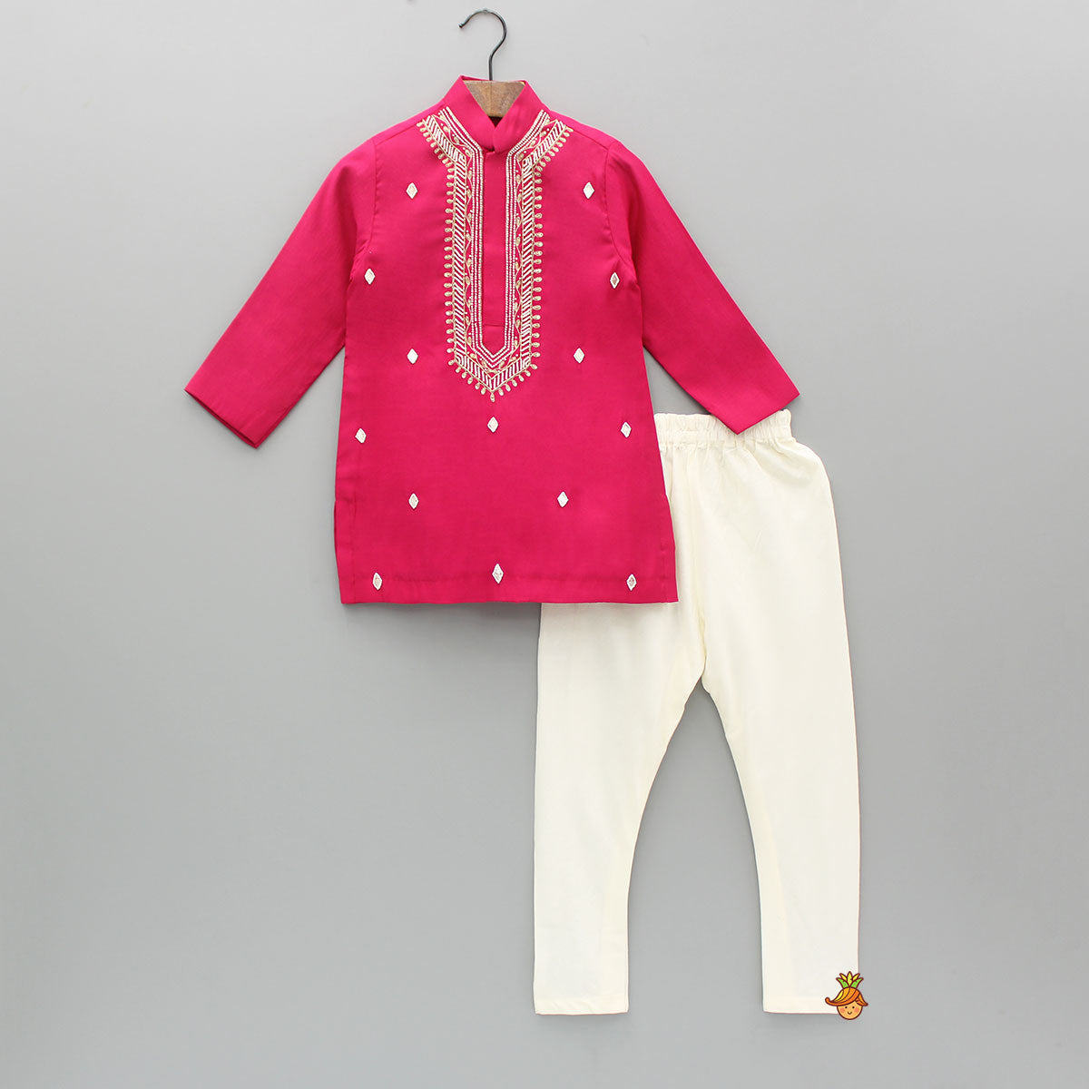 Pre Order: Embroidered Pink Kurta With Churidar