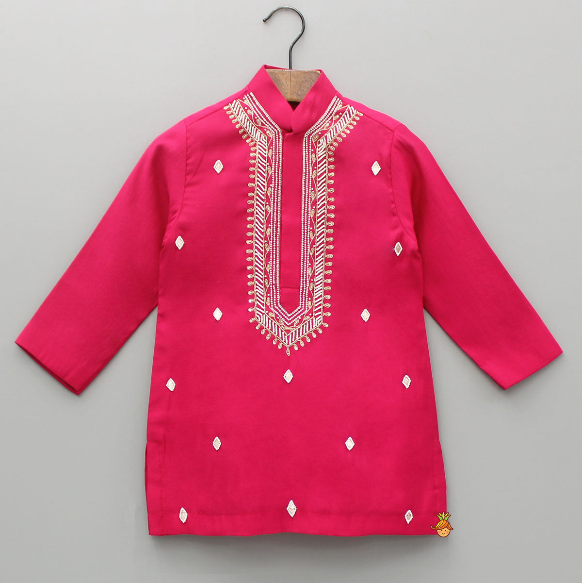 Pre Order: Embroidered Pink Kurta With Churidar