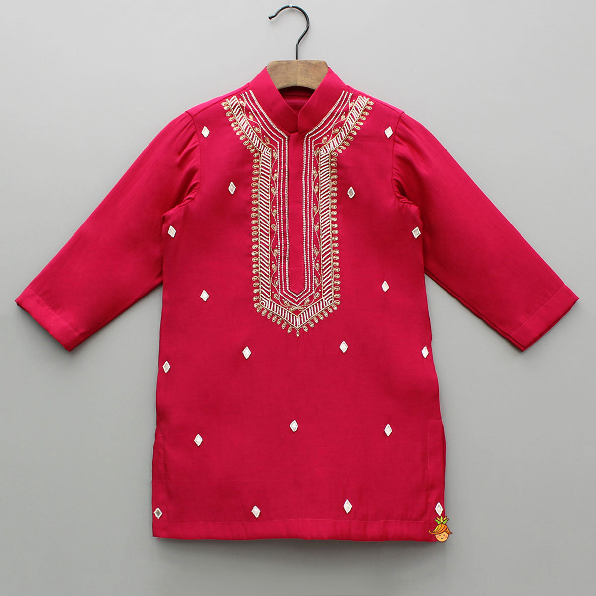 Pre Order: Embroidered Pink Kurta With Churidar