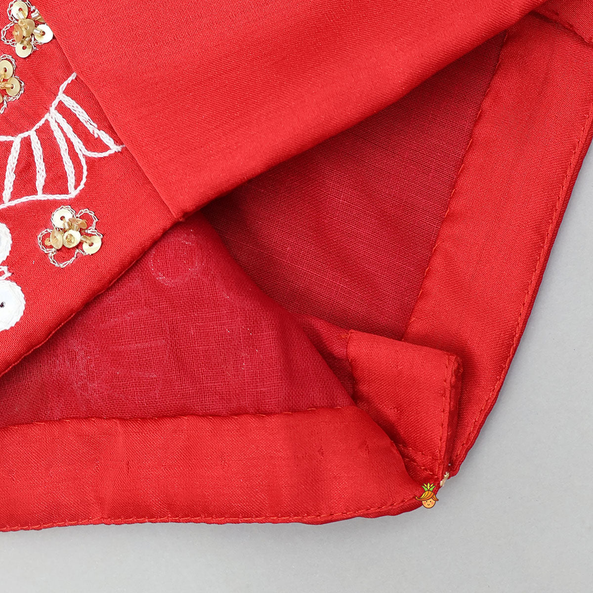 Pre Order: Red Embroidred Halter Neck Top With Flared Palazzo