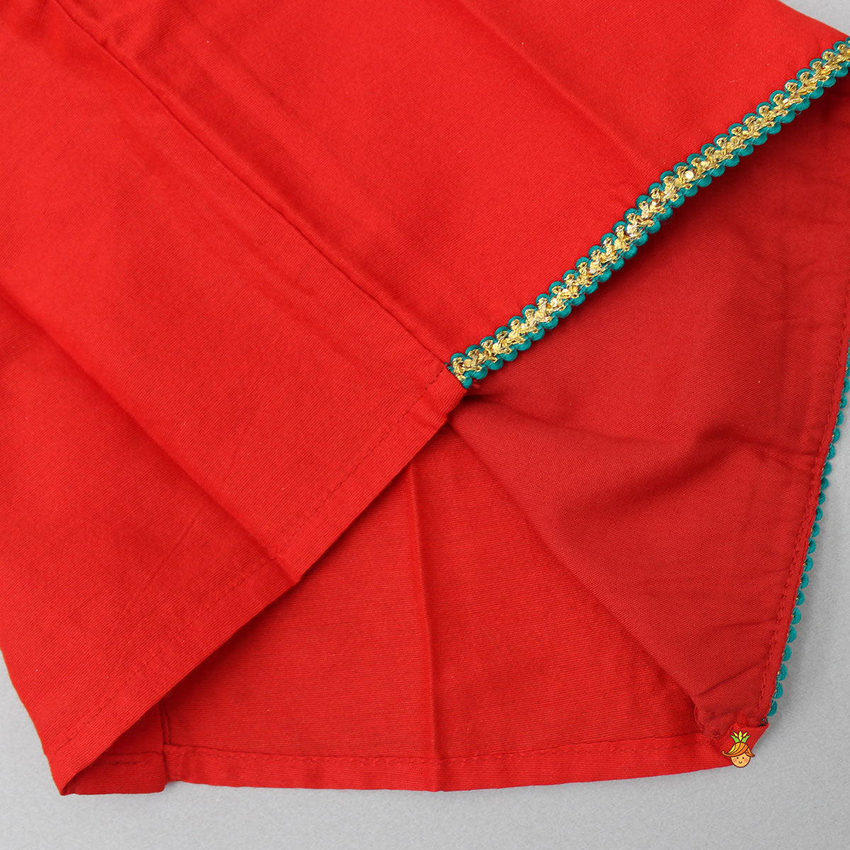 Red Embroidered Top With Dhoti