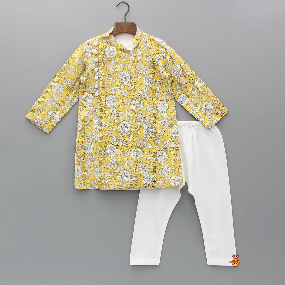 Pre Order: Printed Yellow Stylish Kurta And Pyjama