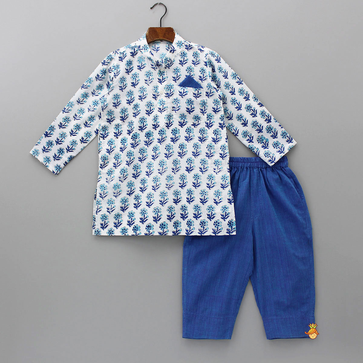 Hand Block Printed Kurta With Pyjama