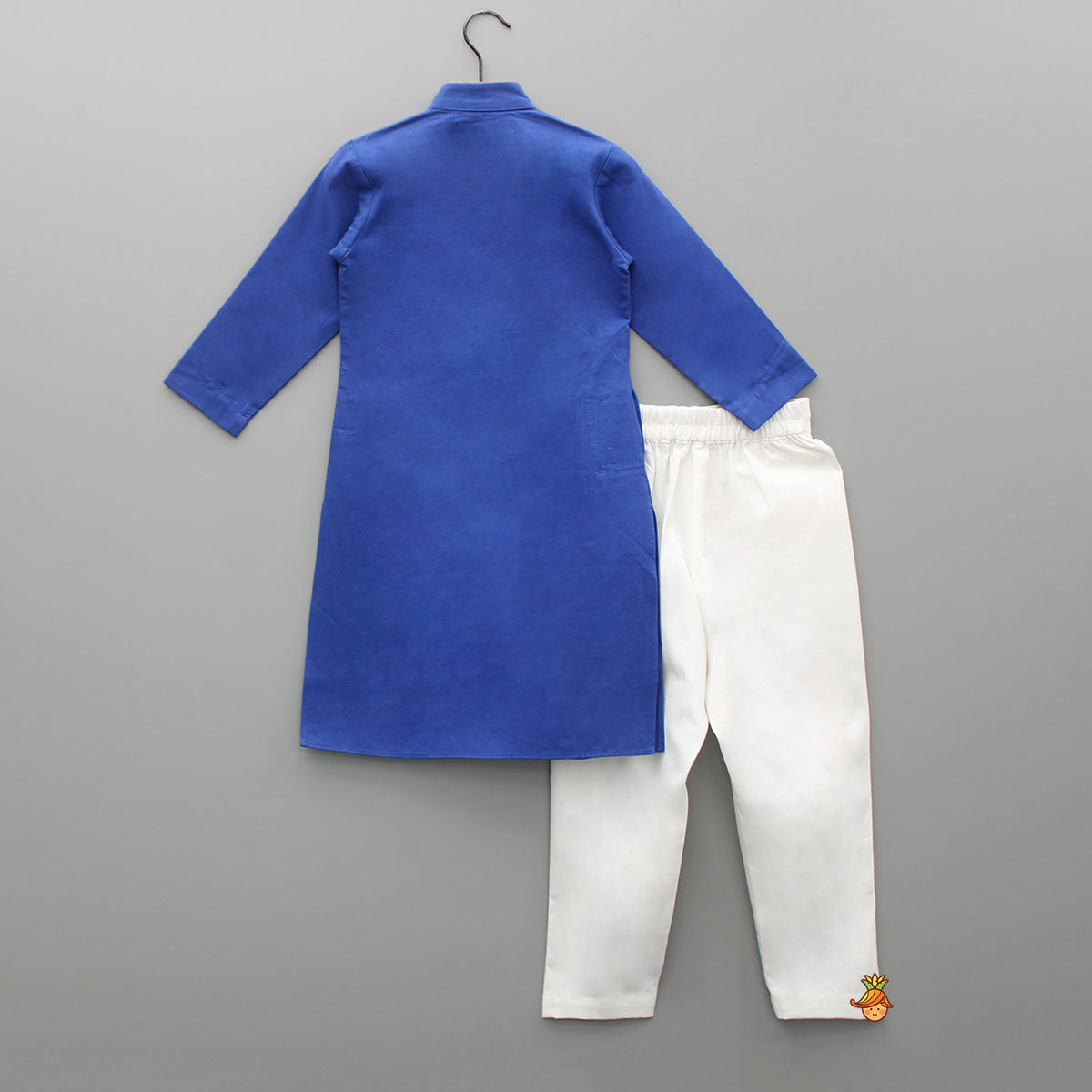 Pre Order: Blue Pleated One Side Flap Stylish Kurta With Pant