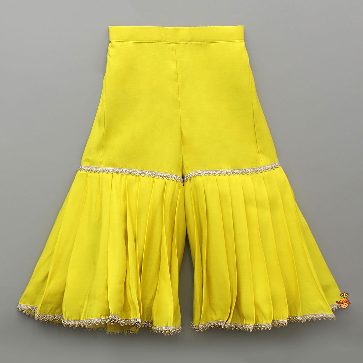 Pre Order: Embroidered Yellow Kurti With Sharara And Dupatta