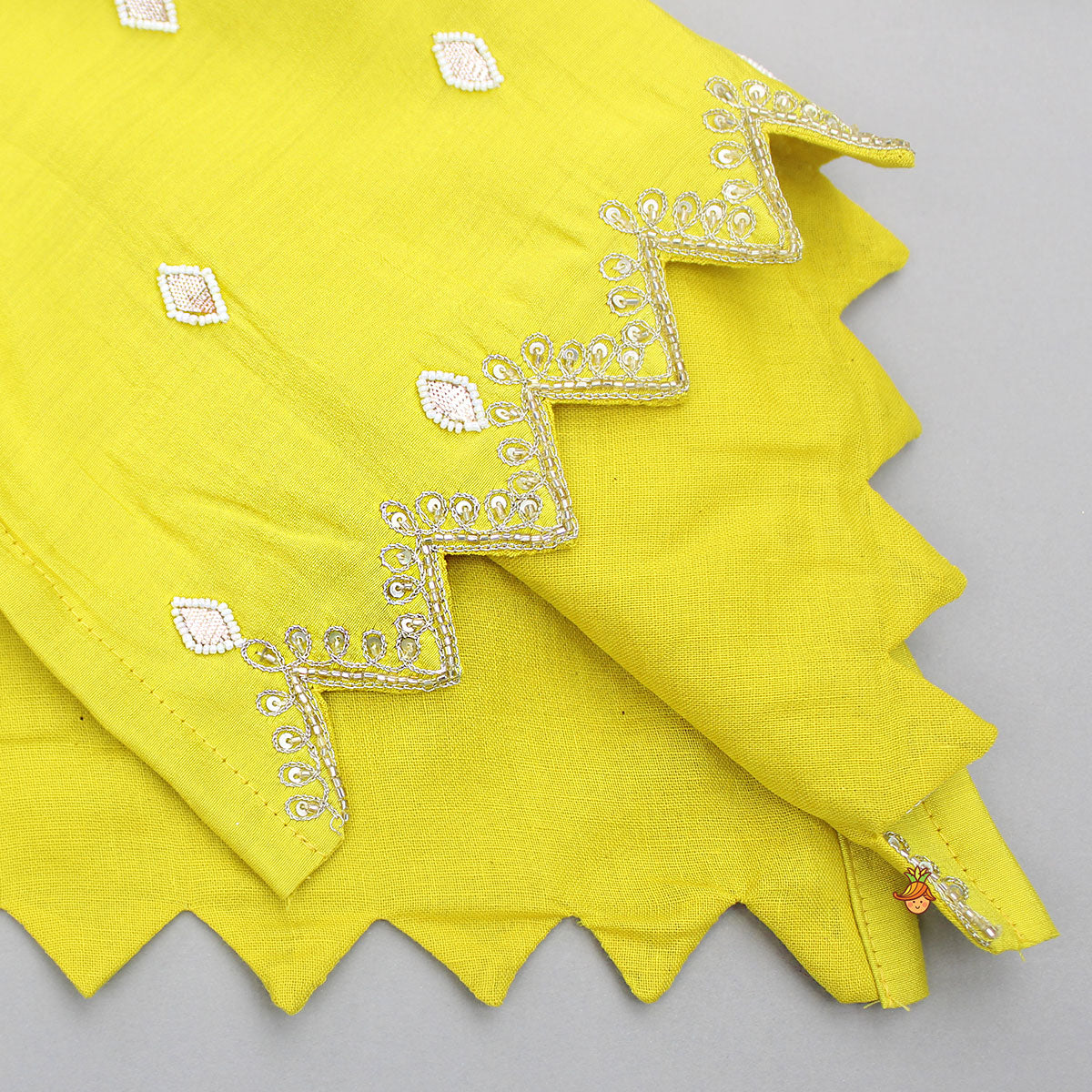 Pre Order: Embroidered Yellow Kurti With Sharara And Dupatta