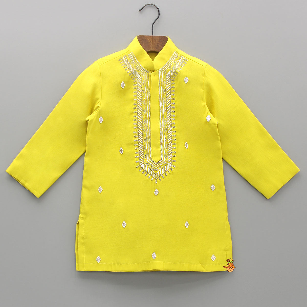 Pre Order: Yellow Embroidered Kurta And Churidar