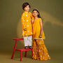 Embroidered Mustard Kurti And Sharara twinning model image 1