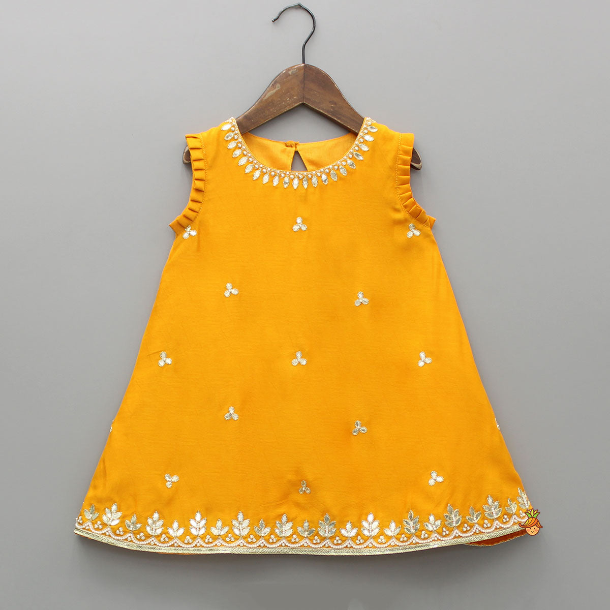 Pre Order: Embroidered Mustard Kurti And Sharara