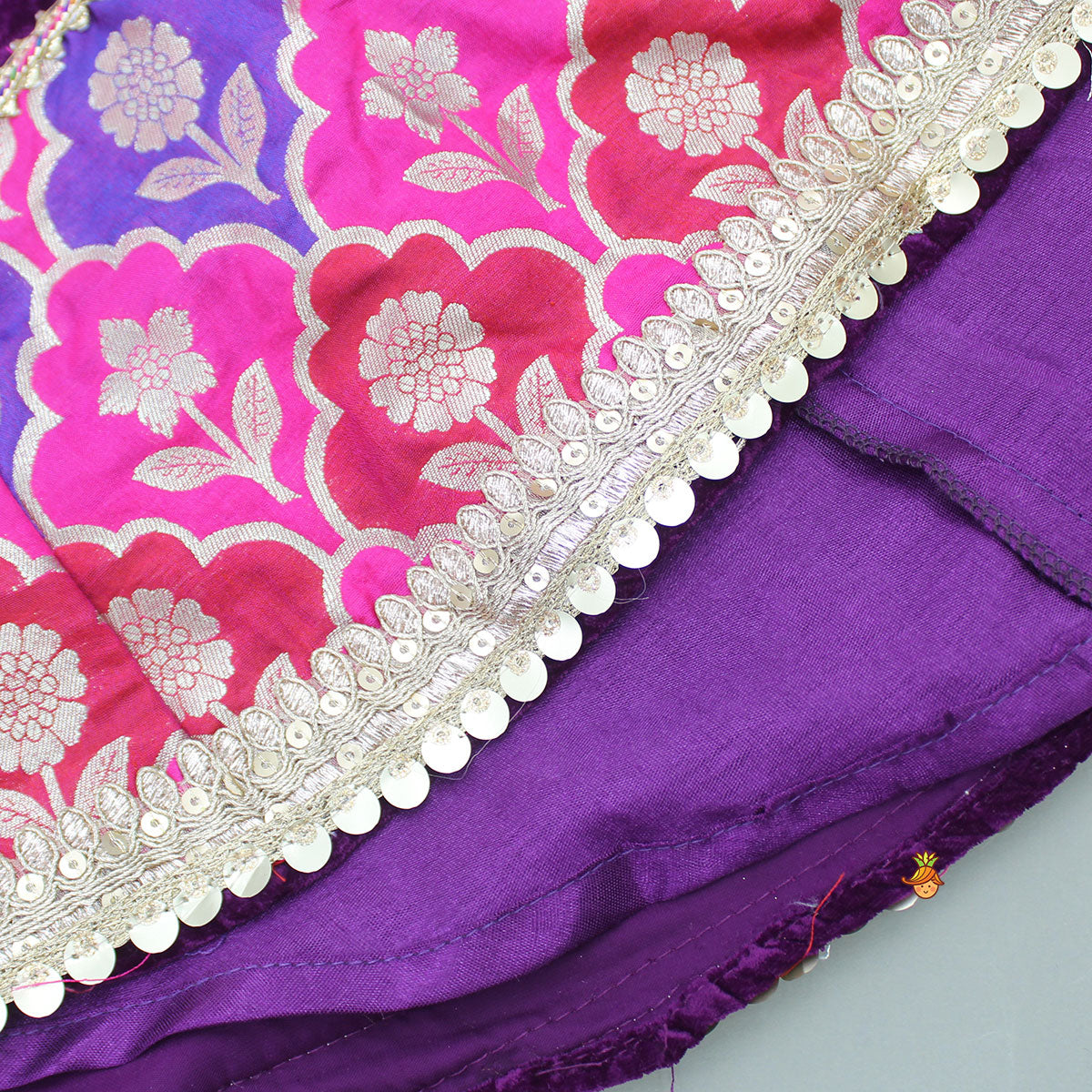 Pre Order: Purple Velvet Lace Detailed Kurti And Pant With Dupatta