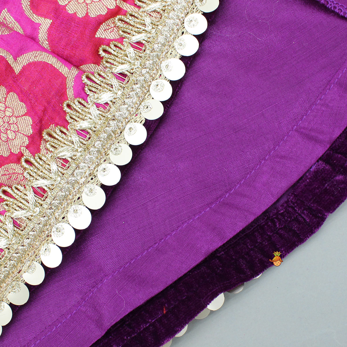 Pre Order: Purple Velvet Lace Detailed Kurti And Pant With Dupatta