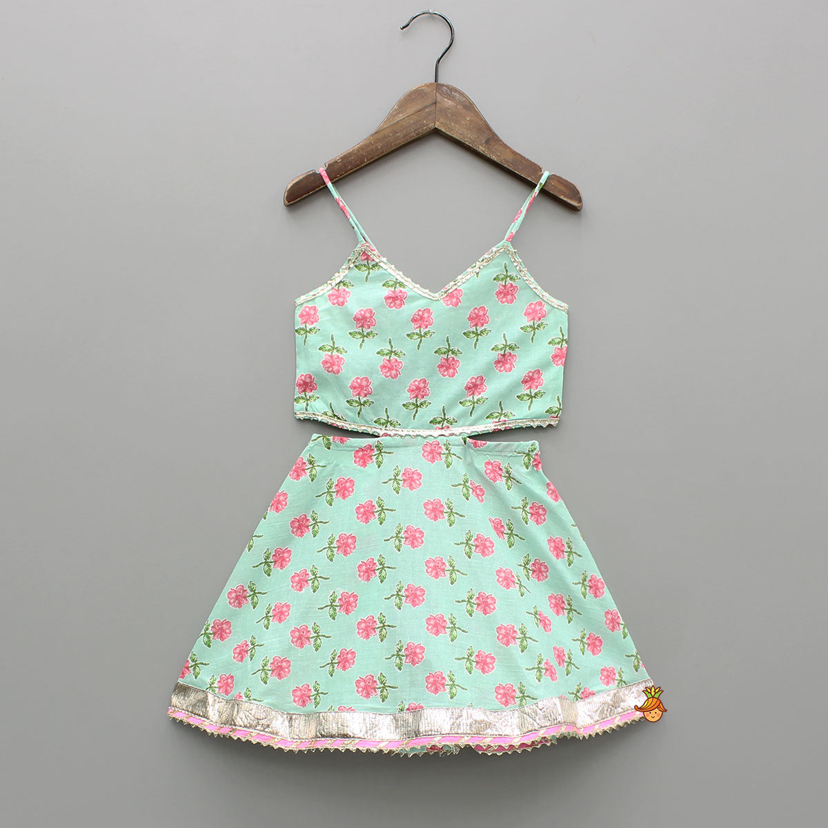 Pre Order: Floral Printed Stylish Backless Kurti With Sharara And Dupatta