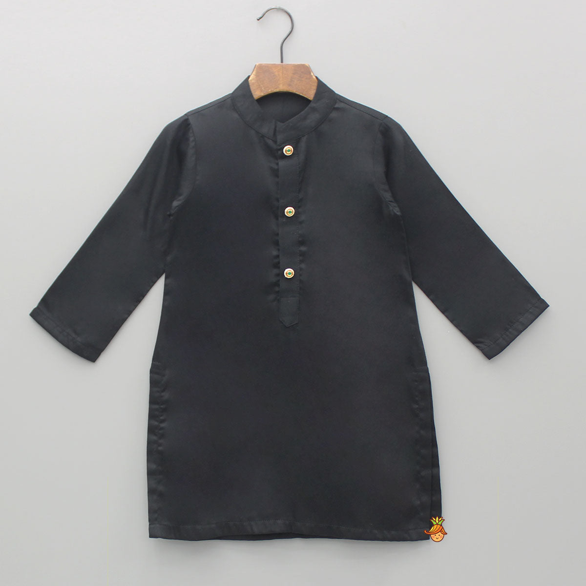 Pre Order: Black Kurta With Embroidered Jacket And Pyjama