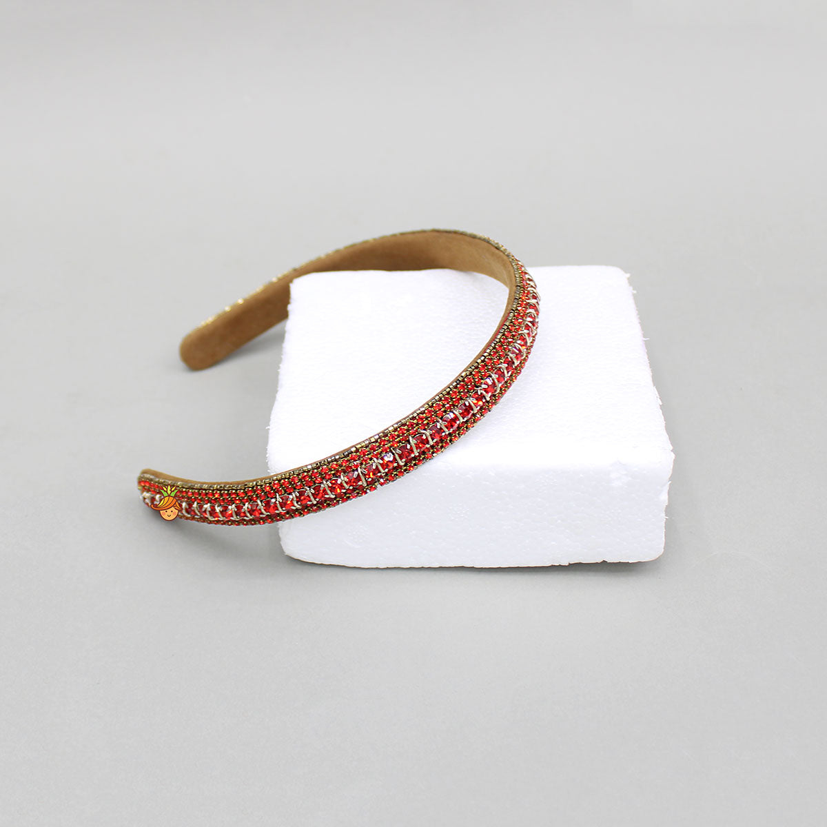 Red Artificial Stones Embellished Hairband