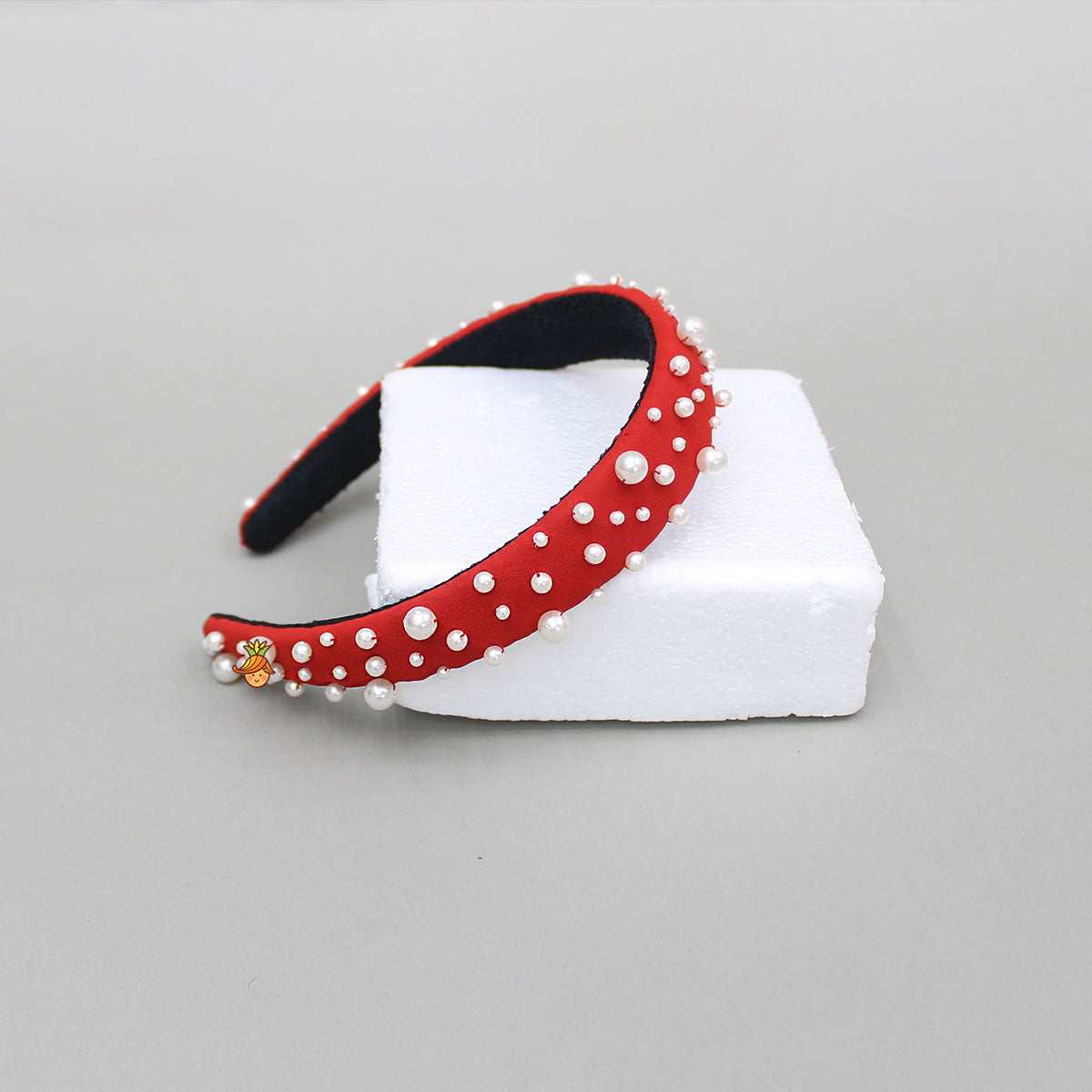 Red Pearls Embellished Hairband