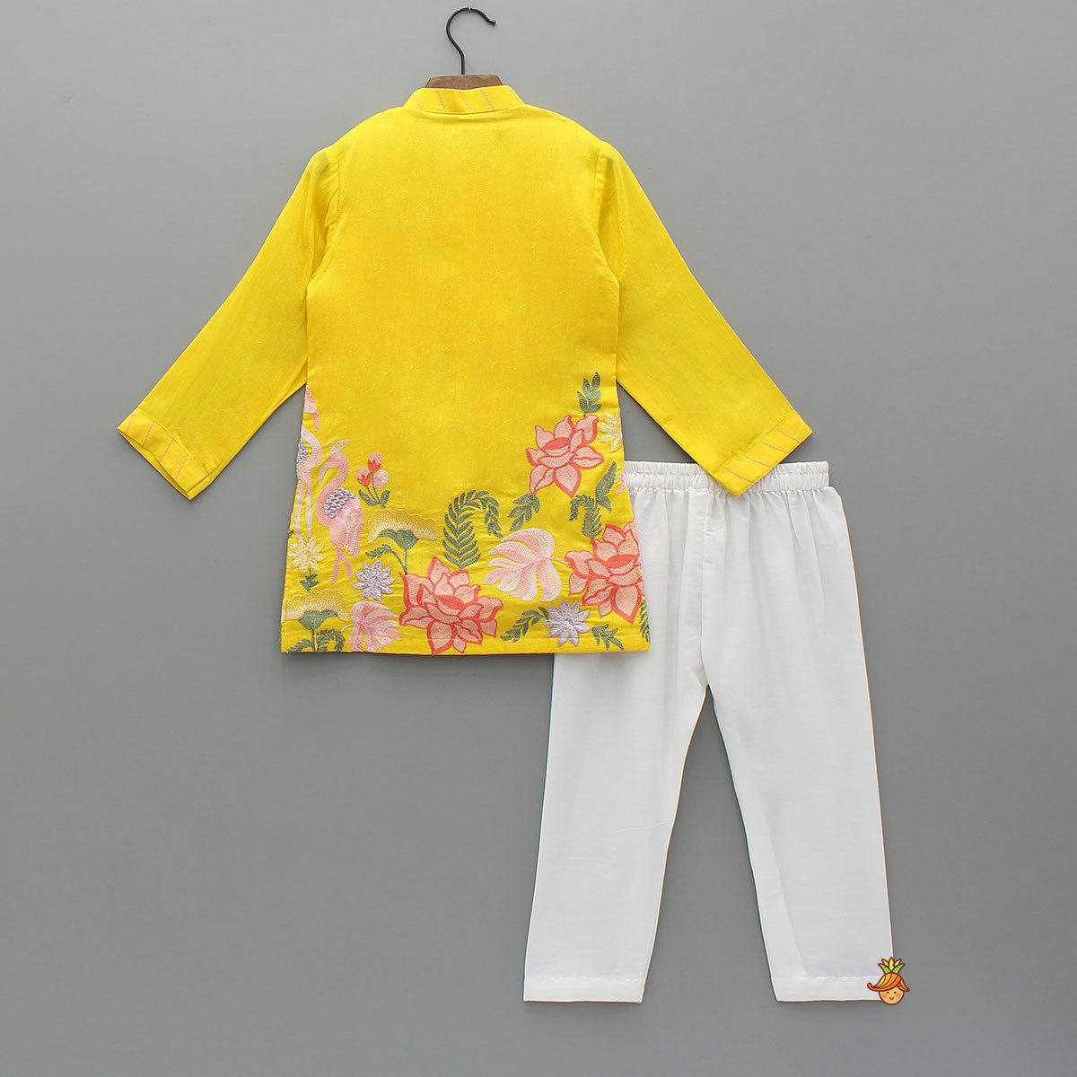 Pre Order: Yellow Embroidered Kurta And Pyjama