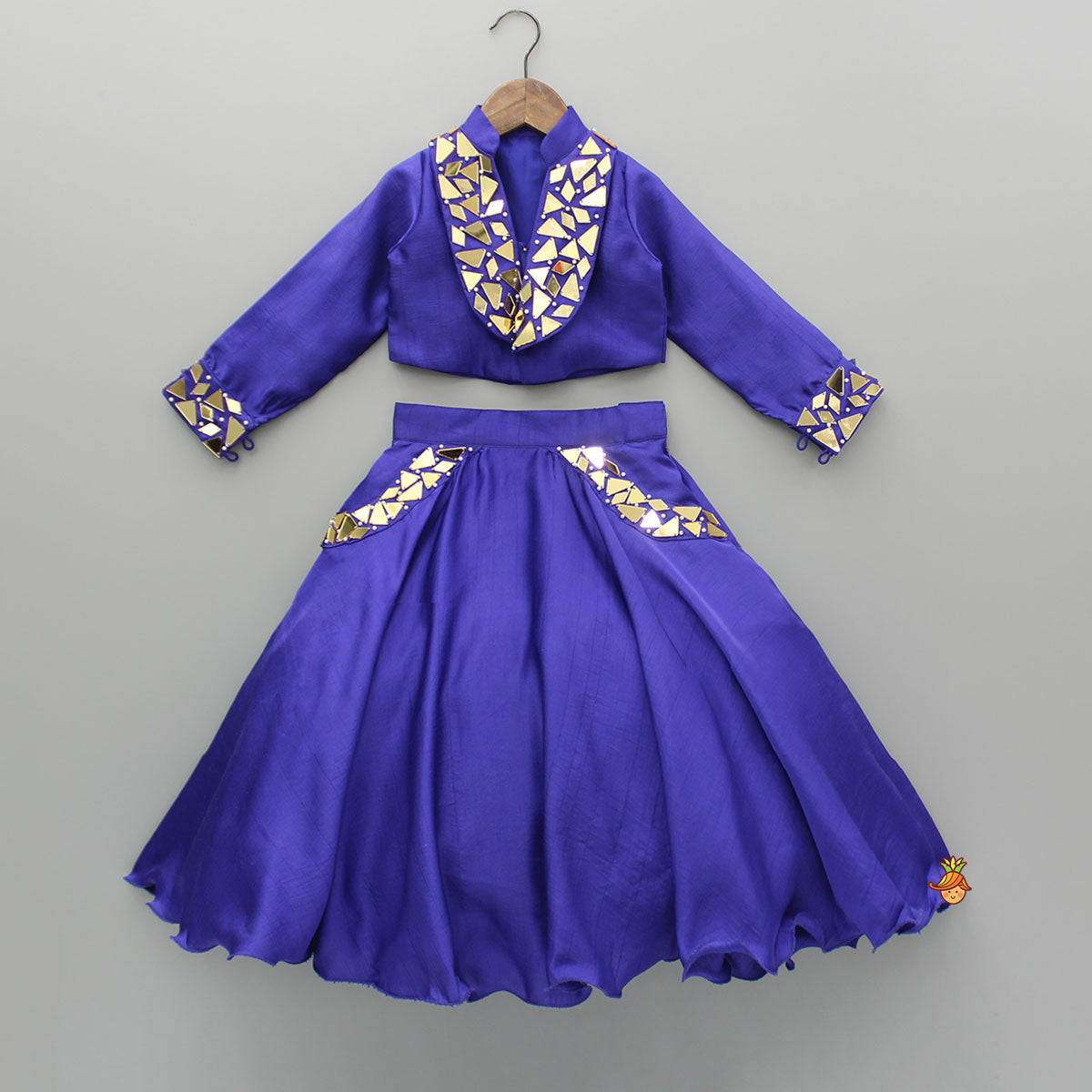 Pre Order: Purple Embellished Top And Lehenga