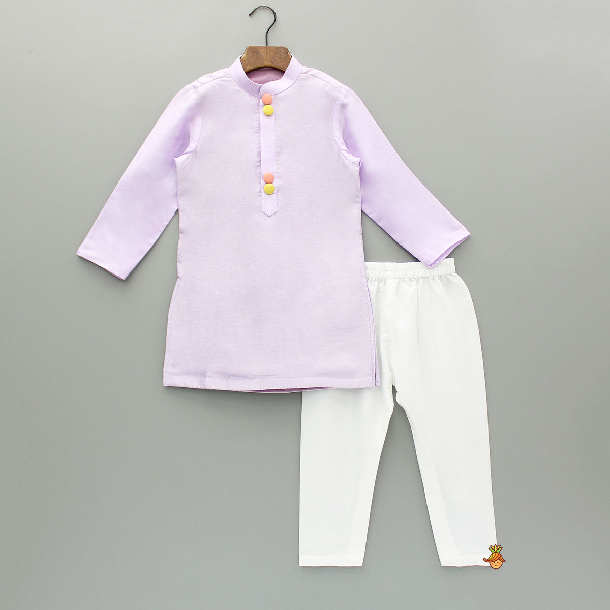 Pre Order: Lavender Kurta With Embroidered Front Open Jacket And Pyjama