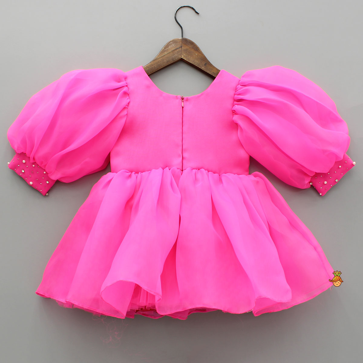 Pre Order: Pink Embellished Dress With Matching Swirled Hair Clip