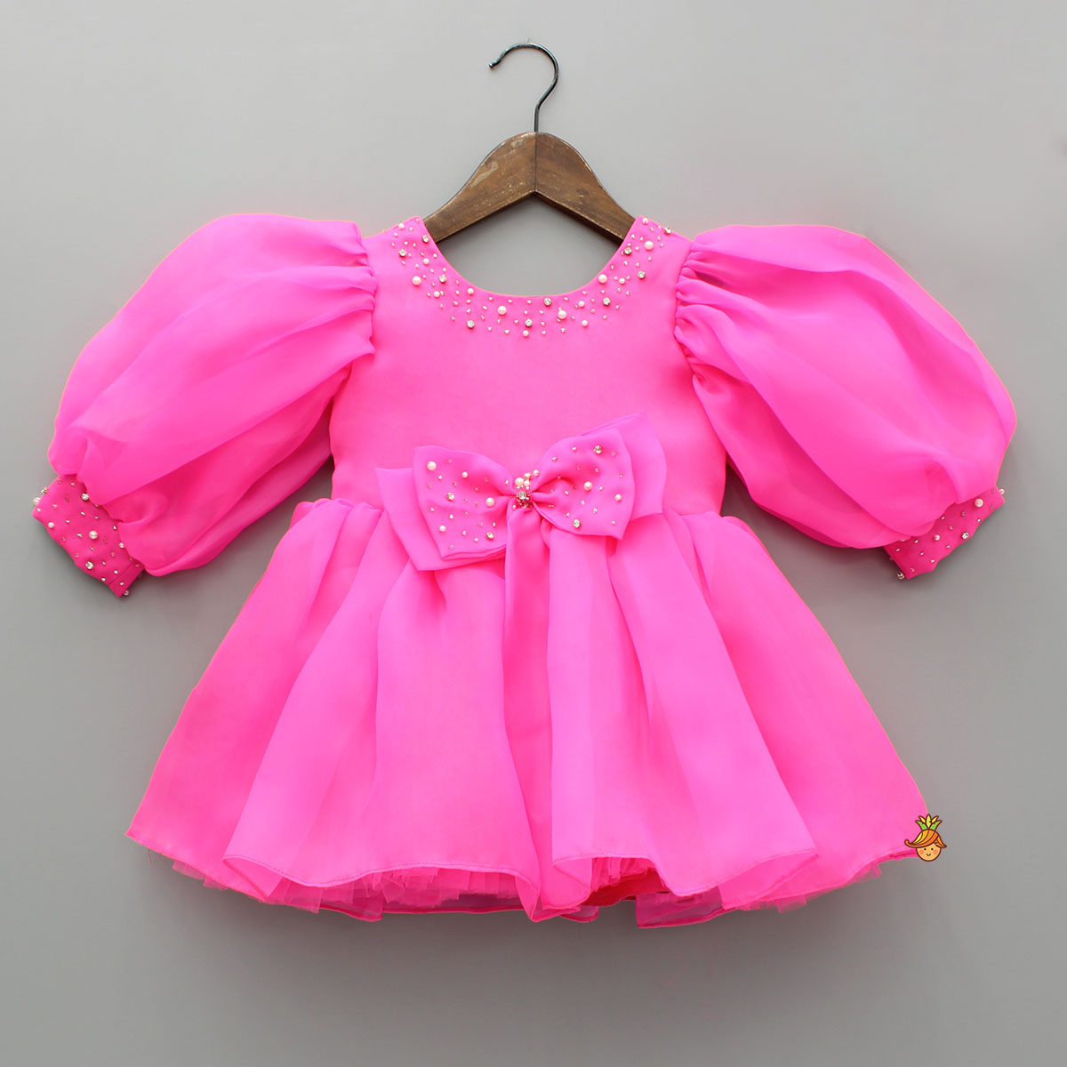 Pre Order: Pink Embellished Dress With Matching Swirled Hair Clip