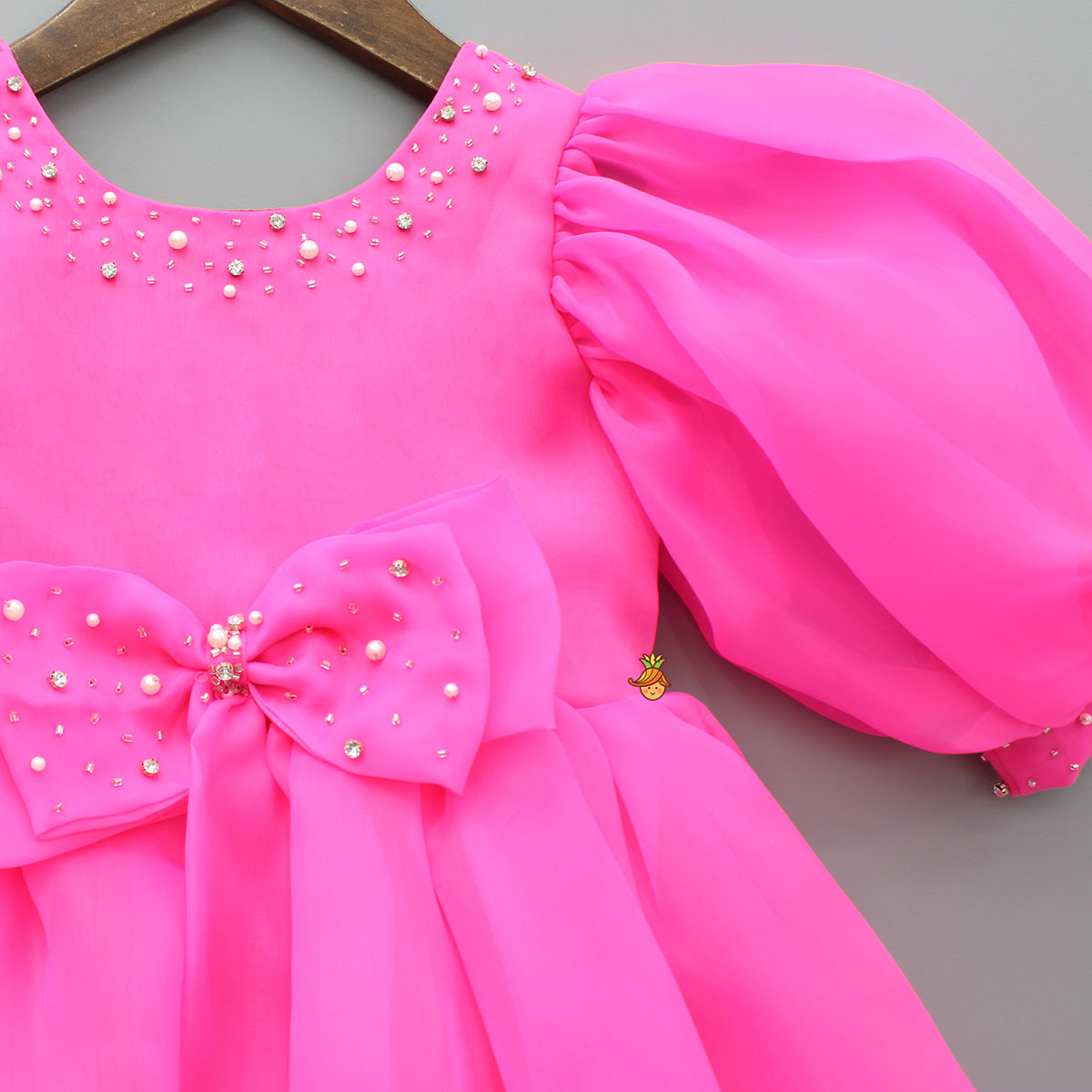 Pre Order: Pink Embellished Dress With Matching Swirled Hair Clip