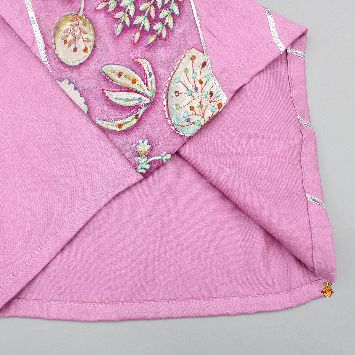 Pre Order: Pink Embroidered Printed Kurta And Pyjama