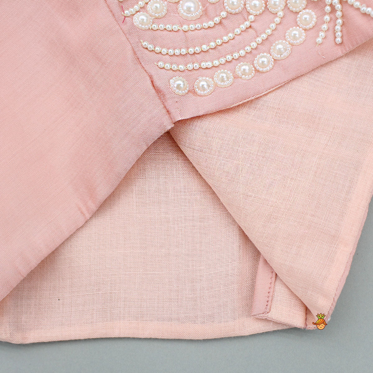 Pre Order: Embellished Peach Top And Brocade Lehenga