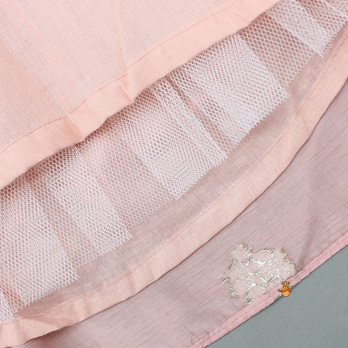 Pre Order: Embellished Peach Top And Brocade Lehenga