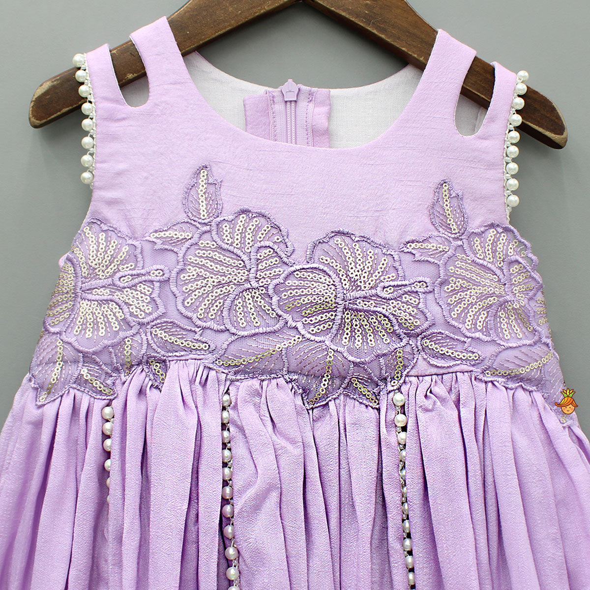 Pre Order: Lavender Embroidered Flared Kurti