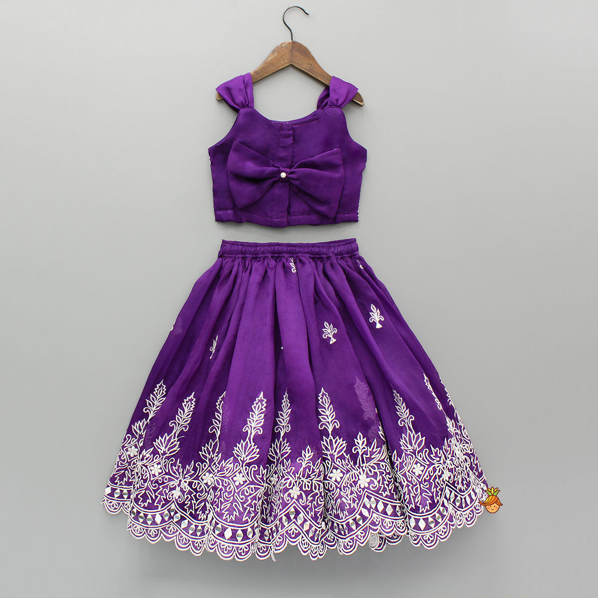 Pre Order: Purple Embroidered Top And Lehenga