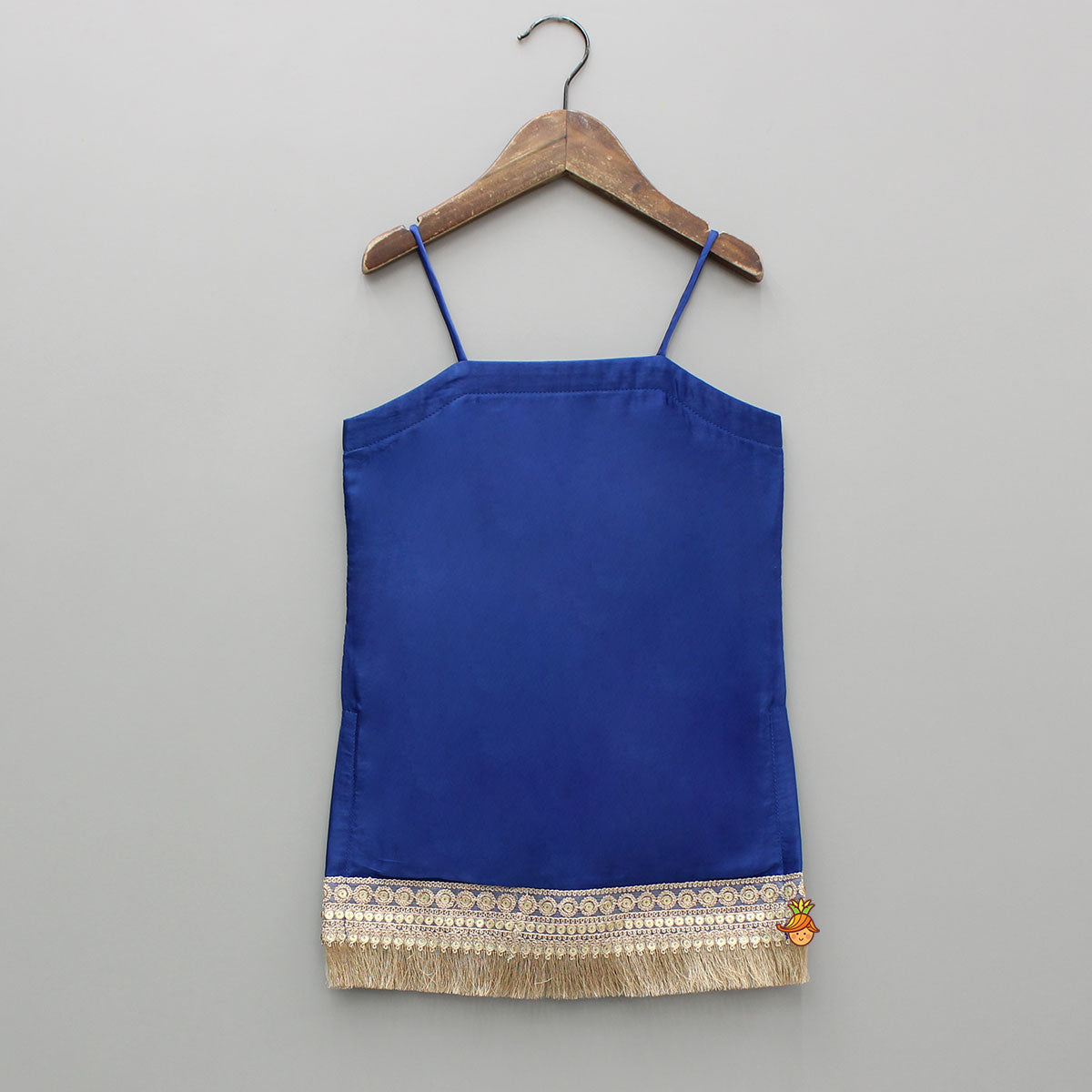 Pre Order: Blue Strappy Top And Sharara With Dupatta