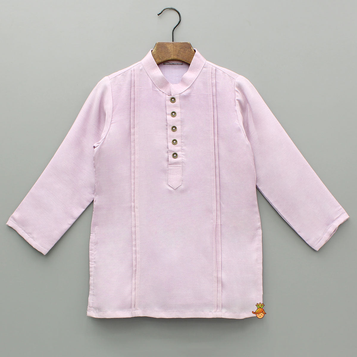 Pre Order: Lavender Pintuck Detail Kurta With Embroidered Jacket And Pyjama