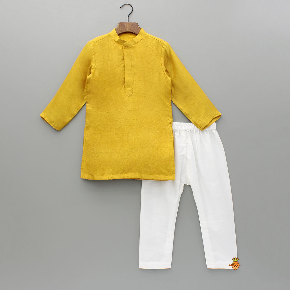 Pre Order: Mustard Kurta And Floral Printed Embroidered Jacket With Pyjama