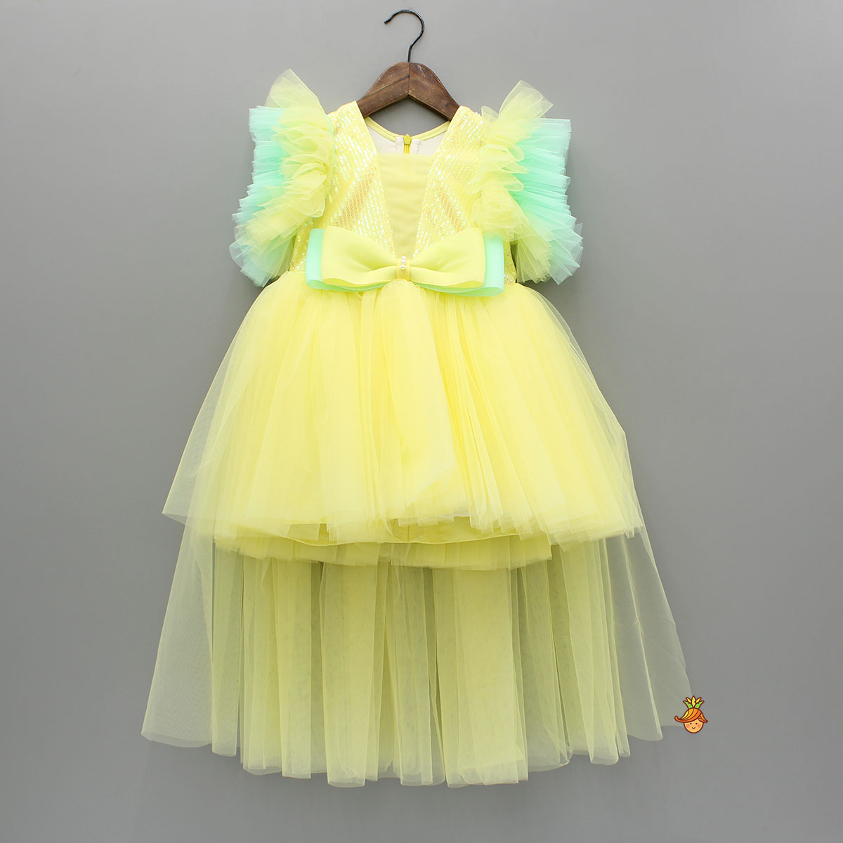 Yellow Frilly Sequin Embroidered Dress