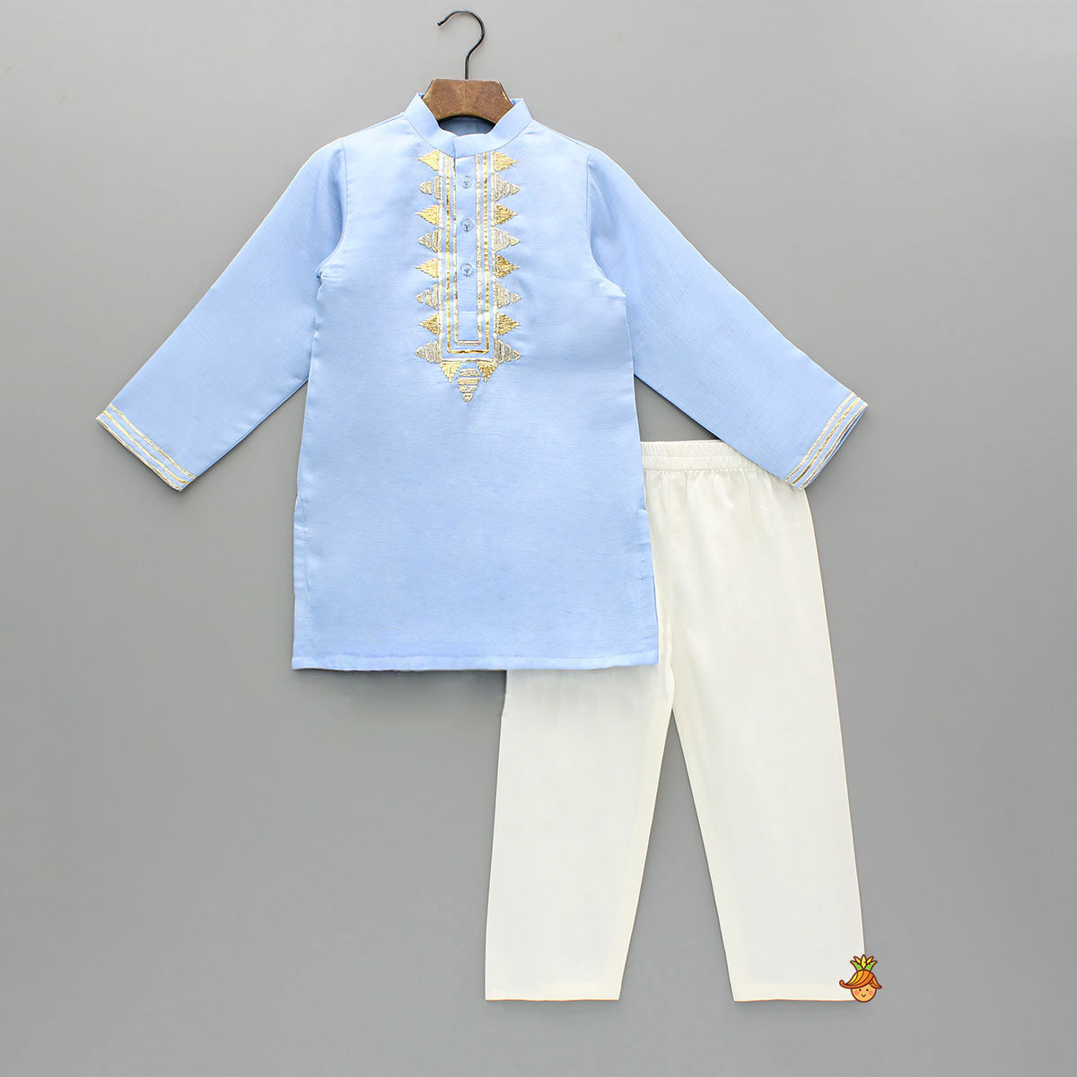 Pre Order: Blue Gota Embroidered Kurta And Pyjama