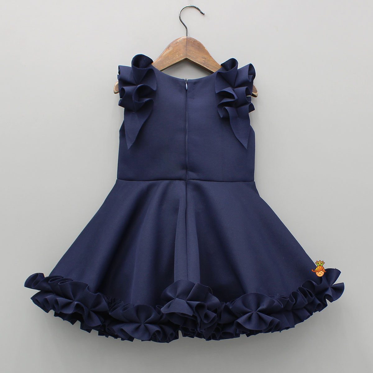 Artificial Flowers Embellished Ruffle Detailed Dress