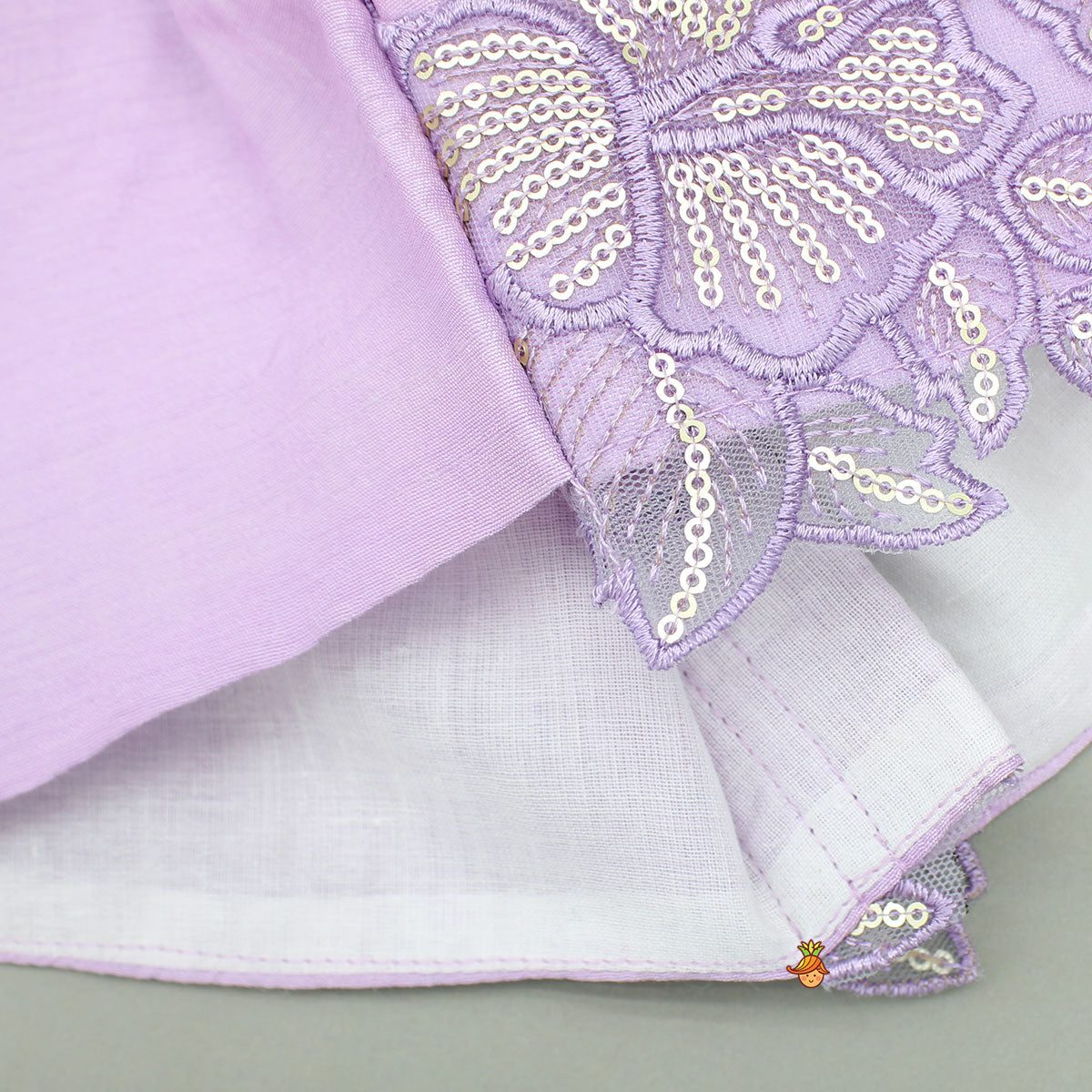 Pre Order: Lavender Embroidered Top And Pleated Palazzo With Matching Bow Hair Clip