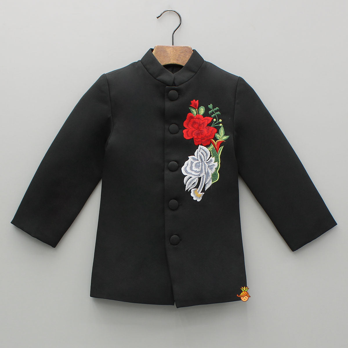 Pre Order: Black Sherwani With Embroidery And Pant