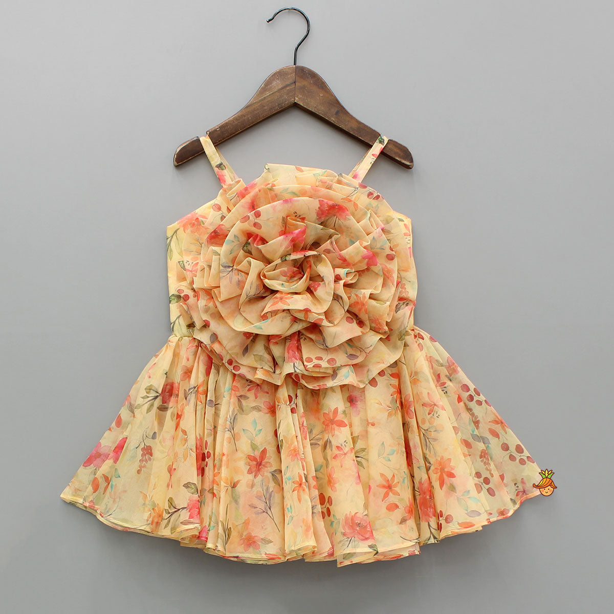 Pre Order: Yellow Floral Printed Sleeveless Strappy Dress