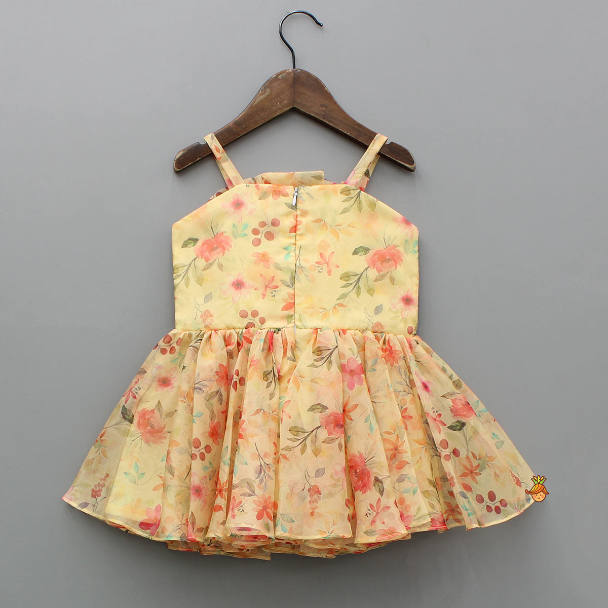 Pre Order: Yellow Floral Printed Sleeveless Strappy Dress