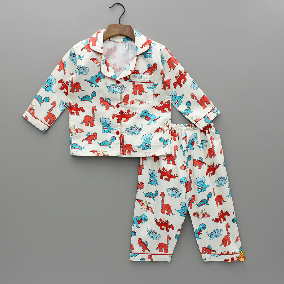 Pre Order: Multicolour Dinosaur Printed Sleepwear