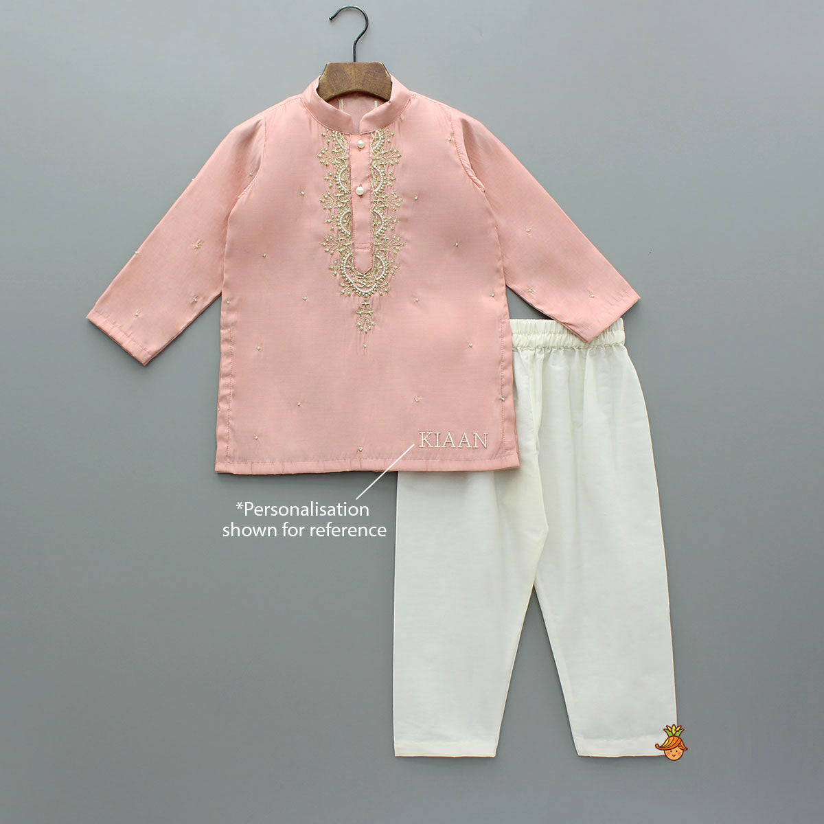Pre Order: Peach Embroidered Kurta And Pyjama